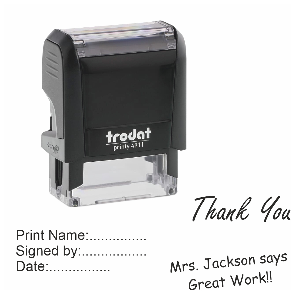 Self-Inking Thank You Stamp, Trodat Printy 4911, Press and Print Stamping,  Impression Size 5/8 x 1-1/2, Up to 10,000 Impressions - Purple Ink 